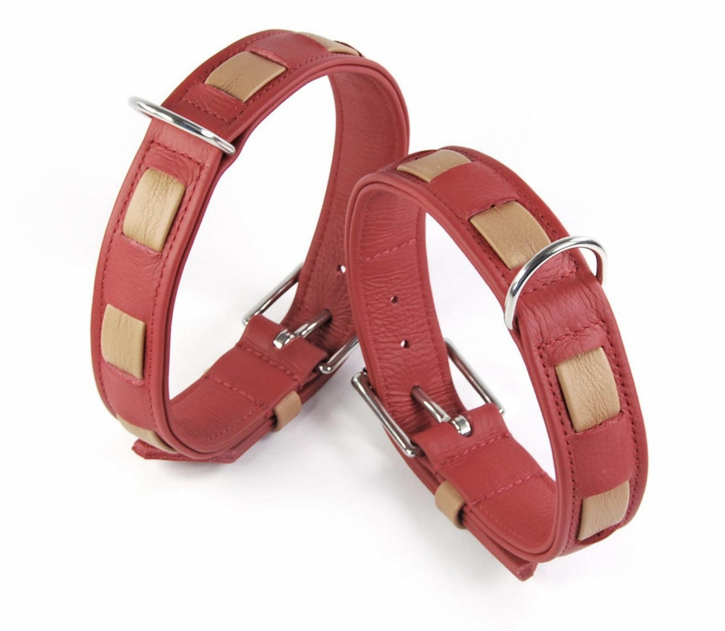 KvK Handcrafted - Classic Curved Collar - Bicolour Beige & Red